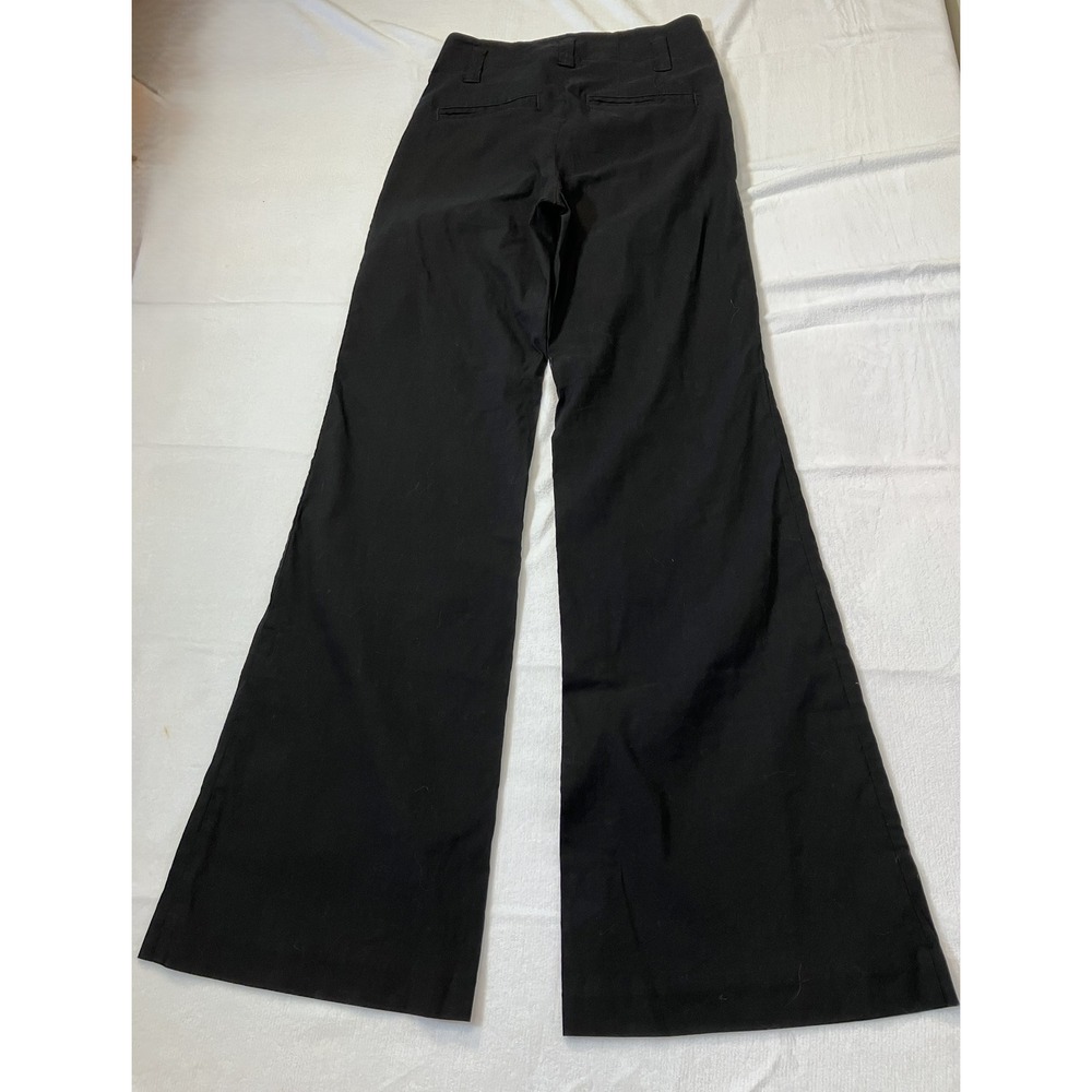 Maeve Anthropologie Women US 6T Black Linen Blend Wide Leg High Rise Trousers